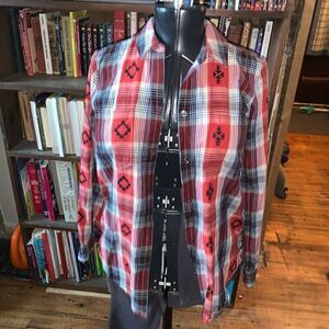 Ariat western red plaid S western button down shirt